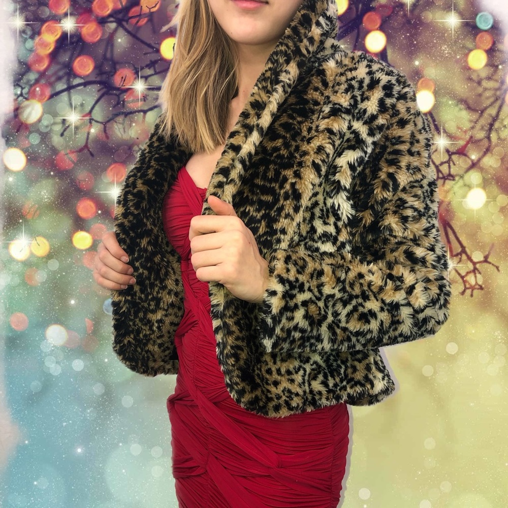 SOLD Cheetah Print Faux Fur Jacket Stylish Coats
